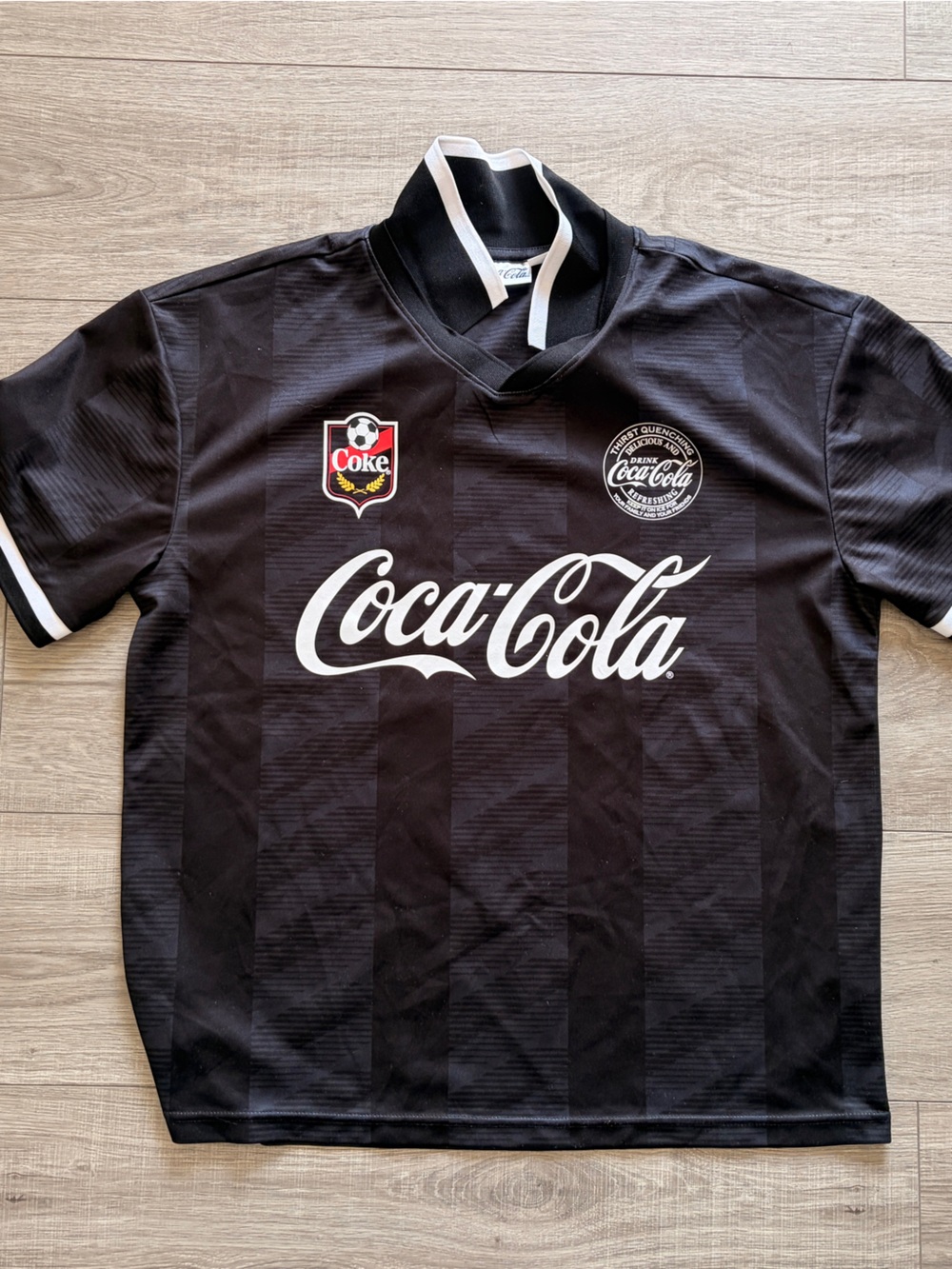 Coca-Cola Black Boxy Soccer Jersey #86 Men’s M/M Retro Football Shirt
